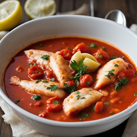 Brazilian tomato fish stew with brown rice